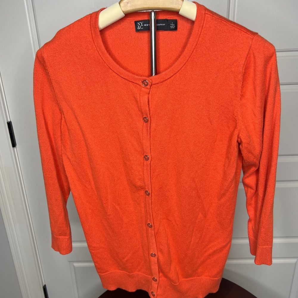 New York & Company Orange Cardigan Sweater